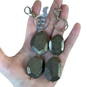 Pyrite stone keychain